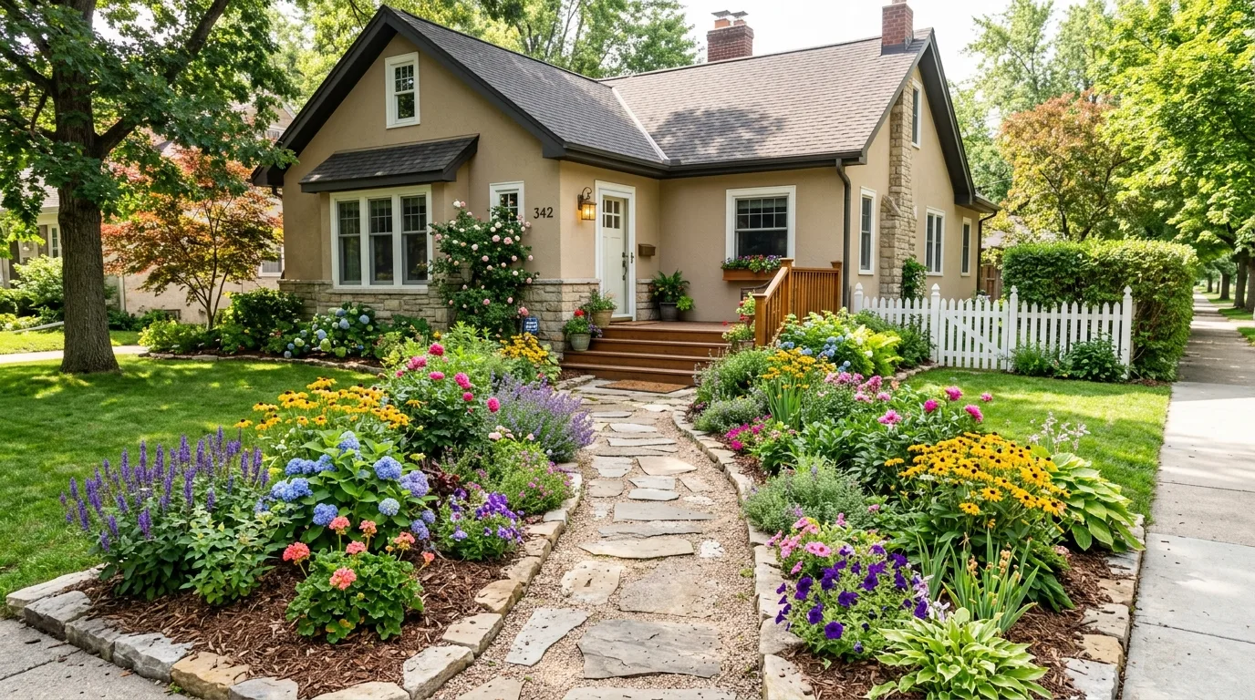 Front Bed With Seasonal Flower Interest